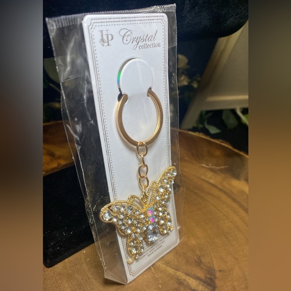 NEW Gold and Crystal Butterfly Keychain - Picture 3 of 3